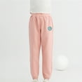 thumbnail image 3 of Odeerbi Toddler Boys Girls Fleece Lined Sweatpants Winter Cotton Sports Pants Toddler Baby Candy Color Solid Color Leggings Casual Kids Pants Pink 5-6 Years, 3 of 4