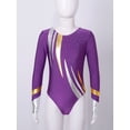 thumbnail image 5 of Yeahdor Kids Girls Long Sleeves Shiny Contrast Color Patchwork Sports Dance Leotard,Sizes 6-16, 5 of 7