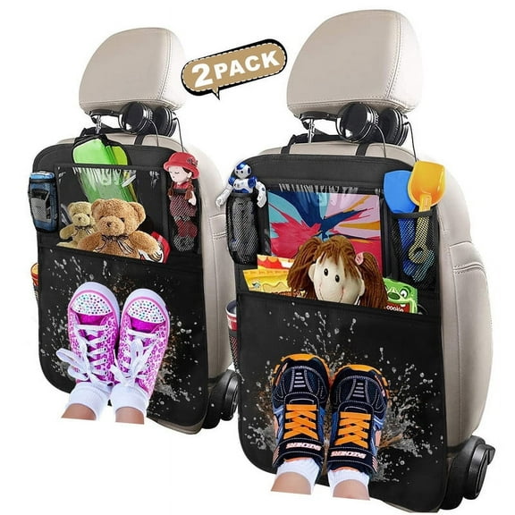 cyrico Back Seat Organizer 2 Pack, 600D Fabric Heavy Duty Waterproof Kick Mats Organizer for Car, SUV