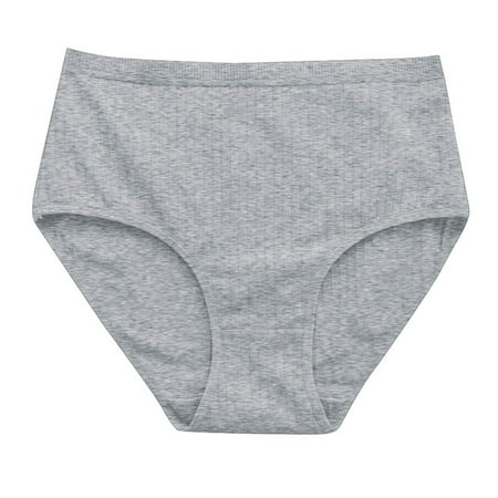 GHSOHS Womens Underwear Briefs Size 10 Womens Underwear Thongs for Women High Waist Solid Soft Breathable Striped Lifting Belly Controlling Large Size Briefs Underpants Hipster Panty Grey Pa 2XL