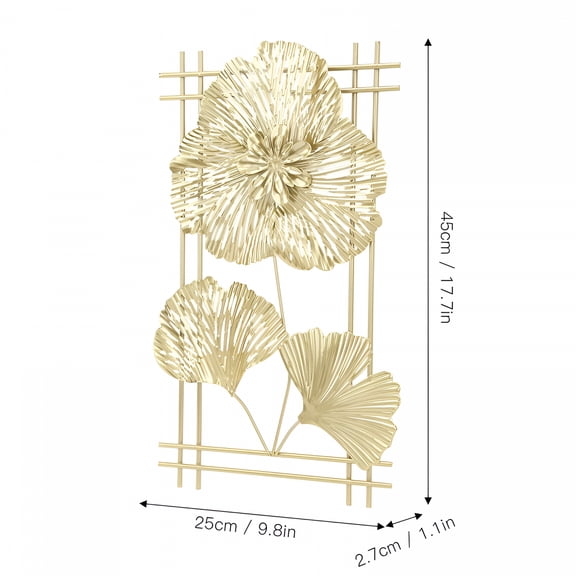 LAMIRO Golden Ginkgo Leaf Wall Hanging Decor, Gold Metal Wall Art Sculpture for Home Decor, 10" X 18"