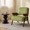 Green, variant on HASLE Accent Chair, Mid-Century Modern Armchair with Thick Cushion, Velvet Upholstery, Solid Wood Arms & Legs, Living Room Bedroom, Beige