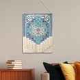 thumbnail image 2 of 26" X 45" Blue Aqua and Ivory Floral Cotton Macrame Hanging Tapestry Wall Decor, 2 of 8