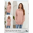 thumbnail image 7 of Hibeli Women Textured Drawstring Raglan Sleeve Kangaroo Pockets Solid Color Hoodie, 7 of 7