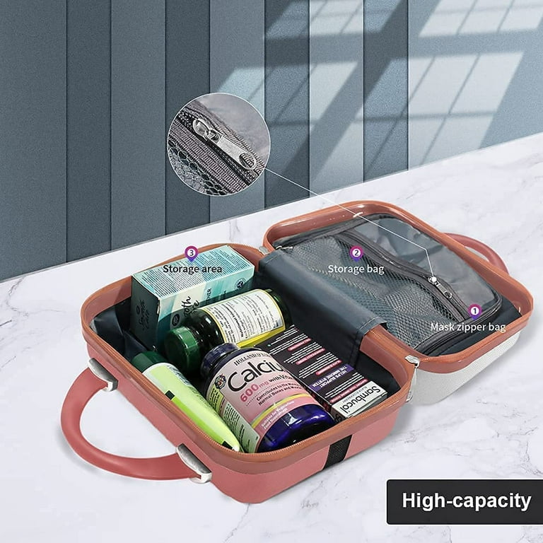 JZRTravel Makeup Bag Travel Cosmetic Case Make up Case Organizer Toiletry  Storage Bag for Women Girls, White&RoseGold 
