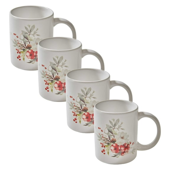 Split P Split P First Snow Floral Red Mug Set Of 4