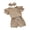 Khaki, variant on Gureui Baby Girls Shorts Outfits Floral Print Short Sleeve Romper with Shorts and Heaband 3Pcs Summer Set