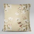 thumbnail image 3 of S4Sassy Square Cotton Poplin 2 Pcs Floral & Bird Print Beige Cushion Cover Throw-24 x 24 Inches, 3 of 4
