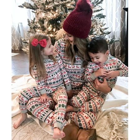 

Family Pajama Christmas Matching Set Reindeer Sleepwear Pants Dad Mom Kid Outfit 2Pcs Homewear