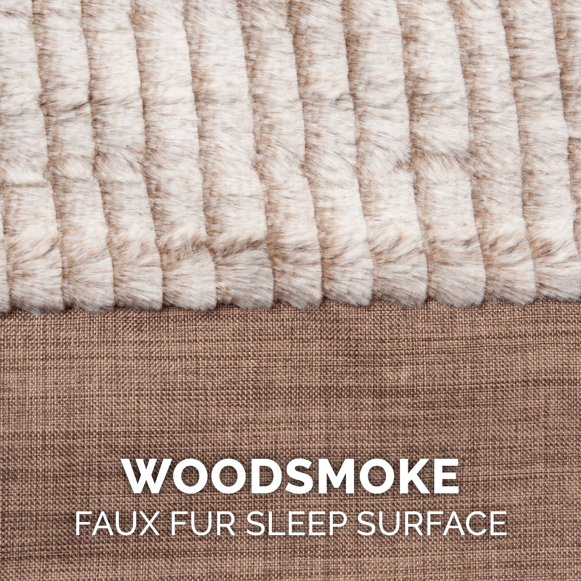 FurHaven Pet Products Luxe Fur & Performance Linen Cooling Gel Top Sofa Pet Bed for Dogs & Cats - Woodsmoke, Medium