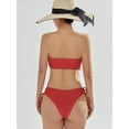 thumbnail image 6 of Scacto Women's Two Piece Swimsuit Bathing Suit Tie Side Ribbed Bandeau Bikini Set Swimwear Shoulders Push-up Bathing Suits, 6 of 6