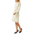 thumbnail image 4 of INSPIRE CHIC Women's Button Up A-Line Dress Puff Long Sleeve Tie Waist Business Casual Knee Length Dresses S Beige, 4 of 5