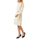 thumbnail image 4 of Vestido A-Line de Botones para Mujer INSPIRE CHIC con Mangas Largas Abullonadas y Cintura Ajustable, Casual de Negocios, Largo hasta la Rodilla, 2XL Beige, 4 of 5