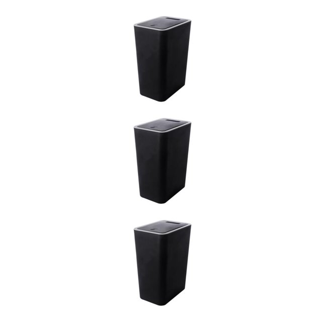 mmirethe 1/2/3 Nordic Trash Can - Press Open Lid Wide Application Less Space Rectangular Trash Large Capacity Black L 3PCS
