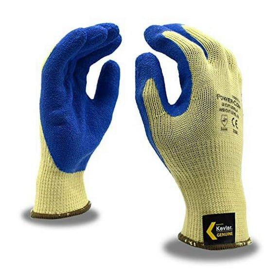 12-Pack of Cordova 3050S Power-Cor 10-Gauge 100% Kevlar Shell Work Gloves, Blue Latex Palm Coating, ANSI Cut Level A3, Small