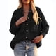thumbnail image 2 of Chaqueta de manga larga para mujer, holgada, informal, de Color puro, con cuello vuelto, prendas de vestir con botones y bolsillo, 2 of 5