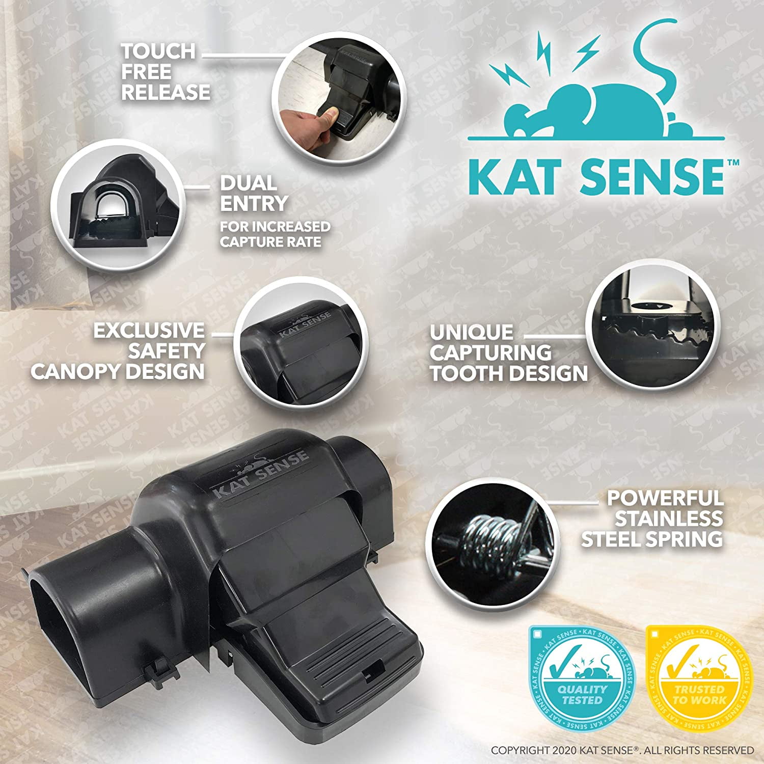 Covered Rat & Chipmunk Traps, Prevents Accidental Triggering with Tunneled Design, Quick Humane Kill, Indoor 'N Outdoor Mouse Snap Traps