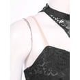 thumbnail image 6 of YIZYIF Womens One Shoulder Lyrical Dance Leotard Sheer Mesh Floral Lace Splice Figure Ice Skating Dress Black L, 6 of 7