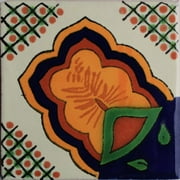 4.2x4.2 Corner Sunrise Talavera Mexican Tile, Set of 9 pcs