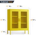 thumbnail image 3 of COFaR Metal Cabinet, Metal Storage Cabinets with 2 Mesh Doors and Adjustable Shelves, Locker Cabinet Storage for Coffee Bar TV Stand Bedroom Office Kitchen Buffet Sideboard Bookcase, Yellow 40''H, 3 of 14