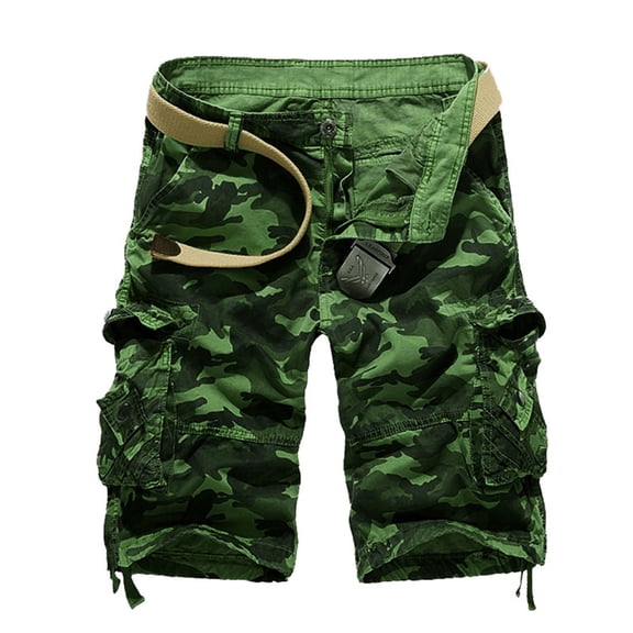 Qopobobo Men Cargo Shorts Men'S Shorts Men's Lightweight Cargo Shorts, Relaxed Fit 100% Cotton Casual Summer Shorts with 6 Pockets Green,36