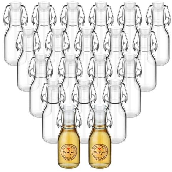 Minibotella de vidrio Queekay con tapa abatible, 120 ml (20 unidades) con tapones