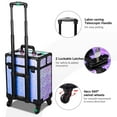 thumbnail image 3 of Byootique 2-Piece Makeup Train Case Cosmetic Organizer Kit Mermaid Purple Salon, 3 of 9