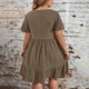 thumbnail image 4 of mfyjkho Vestidos para mujer, Vestido informal de manga corta con cuello redondo y estampado liso para mujer. Vestidos maxi para mujer xxxxxl, 4 of 7