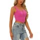 thumbnail image 4 of INSPIRAR CHIC Top de Mujer Cuello Cuadrado Dobladillo Asimétrico Con Cremallera Corset Tops M Rosa Fucsia, 4 of 5