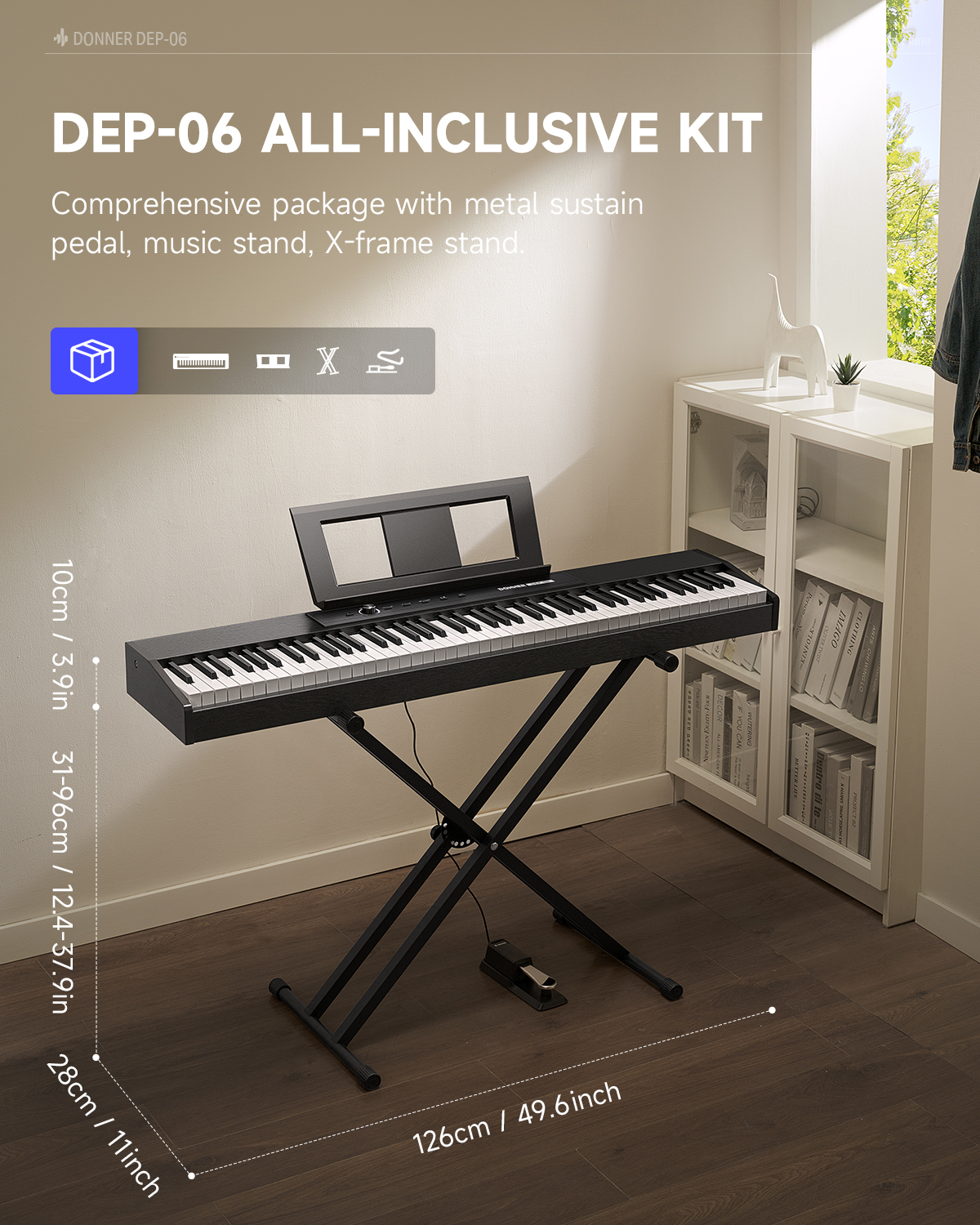 Donner DEP-06 88-Key Digital Piano with Stand and Pedal photo 2