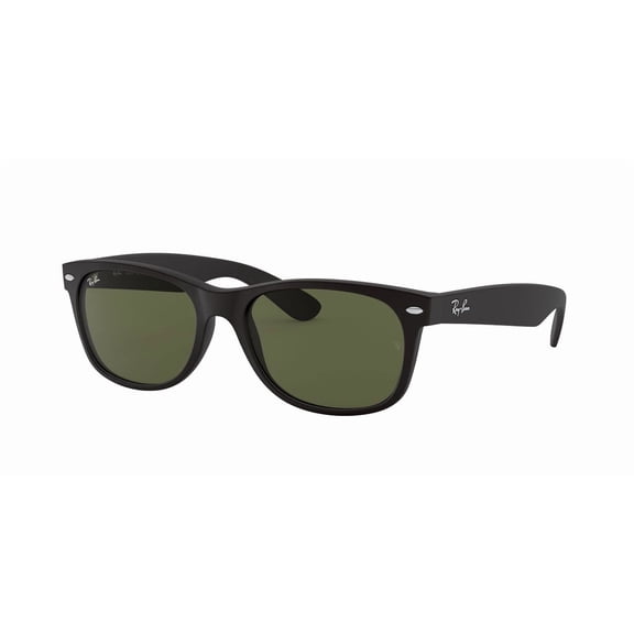 RAY-BAN RB2132F NEW WAYFARER MATTE Square Shape Sunglasses Matte Rubber Black Frame | G-15 Green Lens 55mm