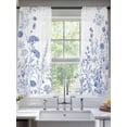 thumbnail image 3 of Sheer Curtains 63 Inches Long, Blue Flower Plant Light Filtering Window Curtains for Living Room/Bedroom, Retro Country Tree Branch Leaves Rod Pocket Voile Sheer Curtain Drapes, 52"W x 63"L, 2 Panels, 3 of 8