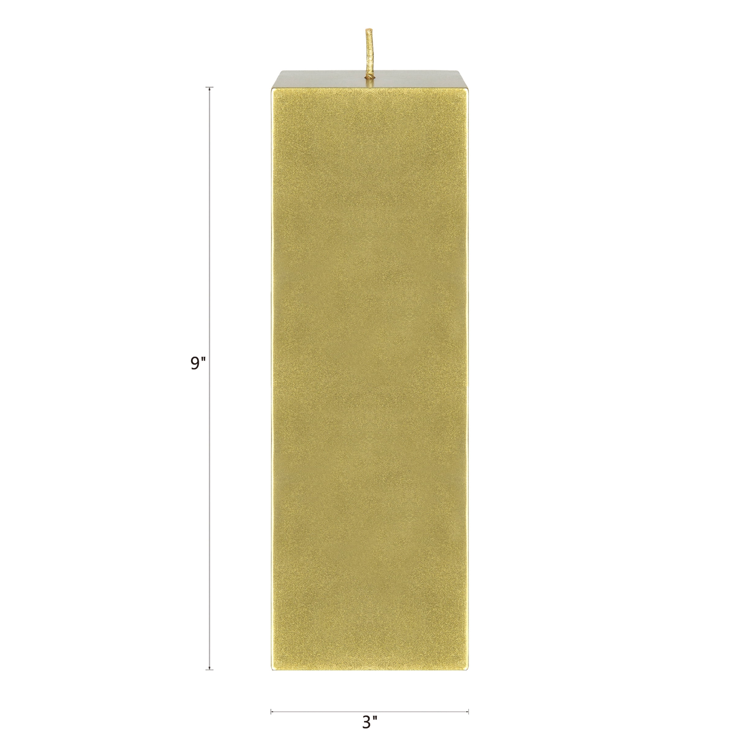 Mega Candles 6 pcs Unscented Gold Square Pillar Candle, Hand Poured Premium Wax Candles 3 Inch x 9 Inch, Home Décor, Wedding Receptions, Baby Showers, Birthdays, Celebrations, Party Favors & More