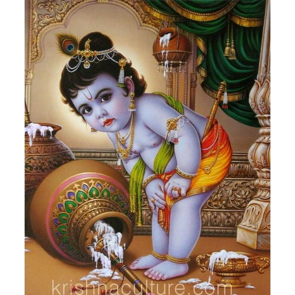 "Krishna Culture Makhanchor Krishna CV12CMC Canvas Art 20 X 24"" "