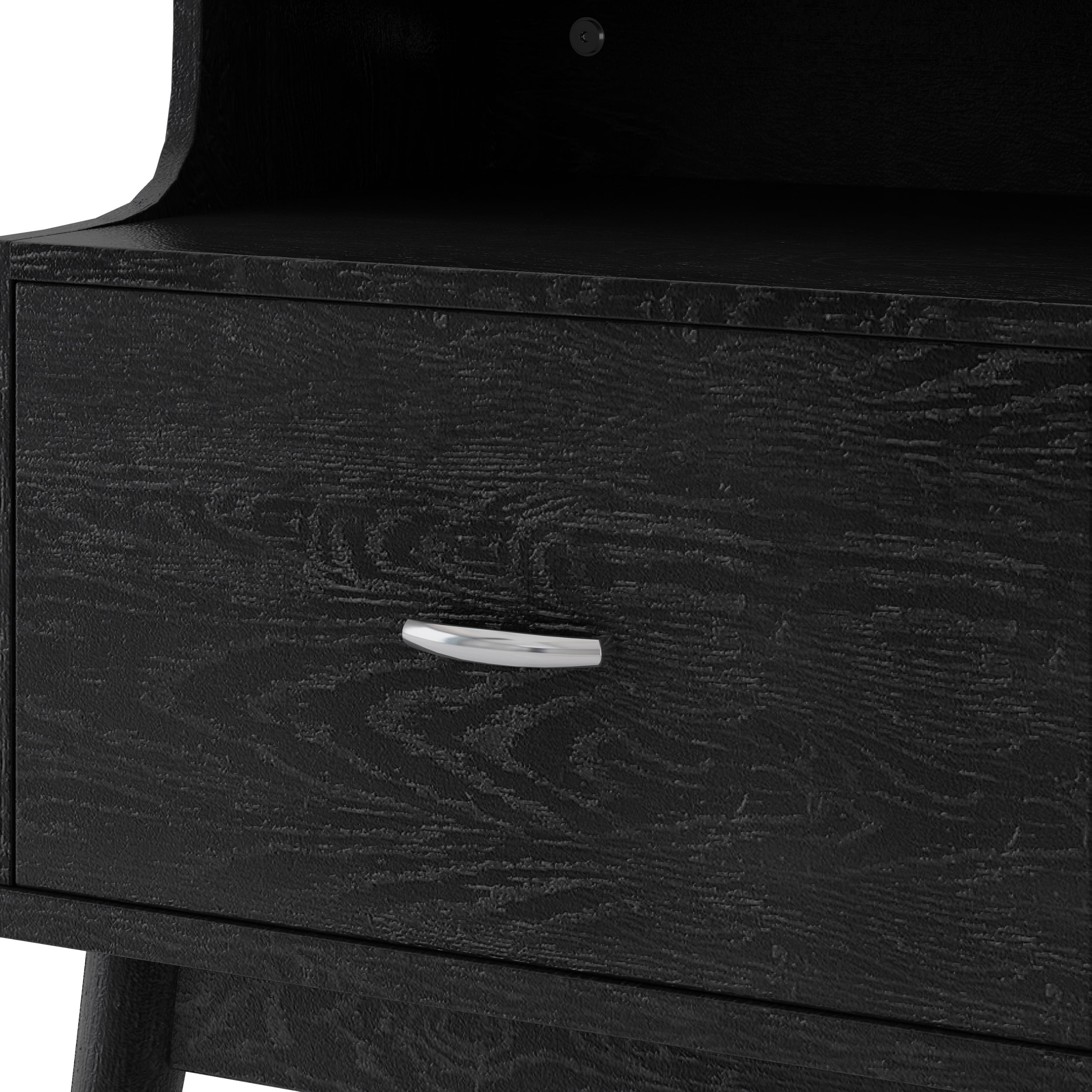 Noble House Starla Wooden 3 Piece 4 Drawer Dresser and Nightstand Bedroom Set, Black