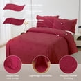 thumbnail image 3 of Beartech Solid Color Quilt Set KING Size Wine-colored Embroidery Bedspread Coverlet Microfiber Bedding Lightweight Reversible Set,Soft Bedding for All Seasons, 3 of 6