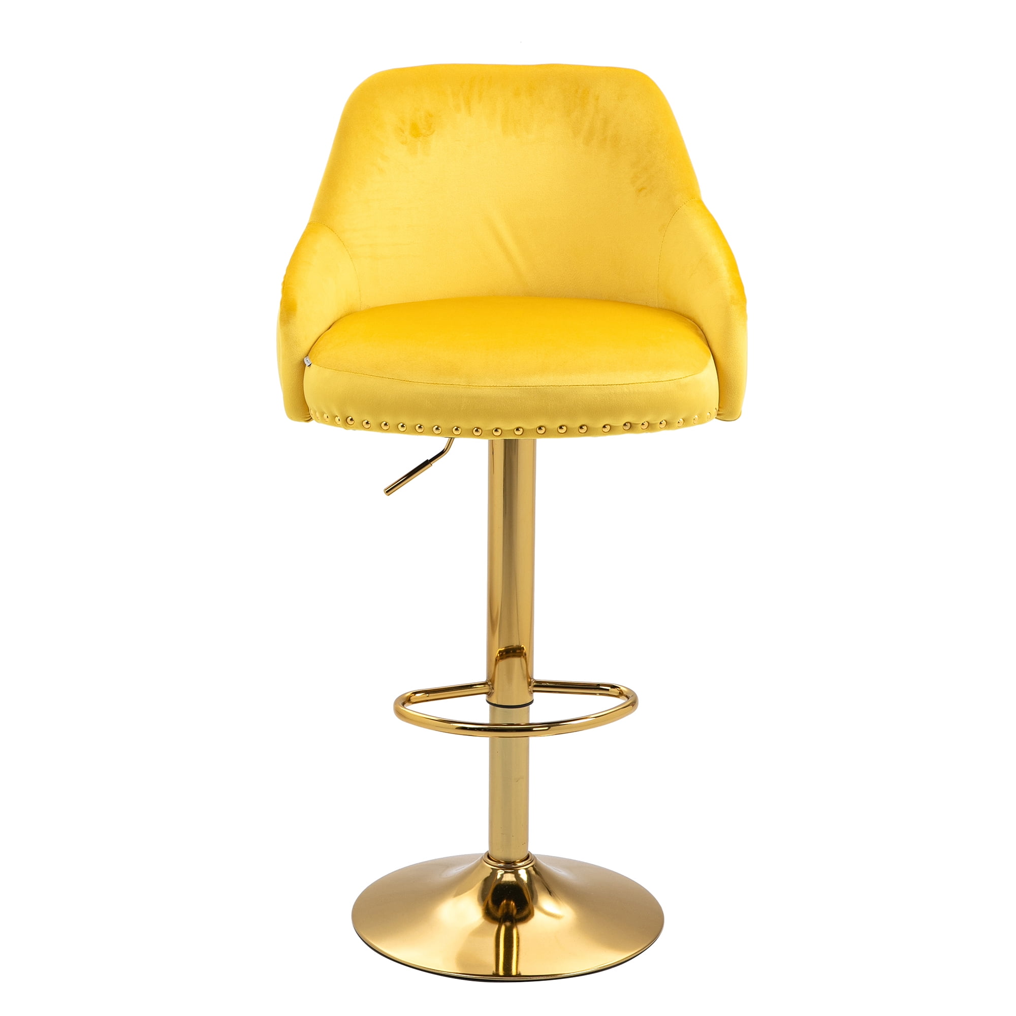 Luccalily Counter Height Bar Stools,Velvet 360° Swivel Adjustable Bar stools with Back and