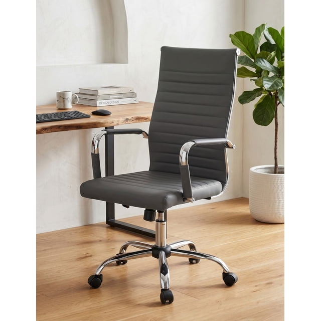 Silla Ejecutiva de Oficina Ergonómica con Ruedas y Descansabrazos Ajustable en Altura | Silla Giratoria para Escritorio
