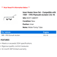 thumbnail image 2 of Inner Heater Hose Set - Compatible with 1989 - 1995 Plymouth Acclaim 3.0L V6 1990 1991 1992 1993 1994, 2 of 2