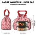 thumbnail image 5 of Pink Strawberry Plants Fruit Drawstring Lunch Bag Women - Drawstring Lunch Bag Insulated for Work Office - Stain-Resistant Large Lunchbags for Women with Multi-Pockets, 5 of 6