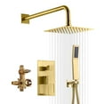 thumbnail image 2 of sumerain Brushed Gold Shower System Pressure Balance Shower Faucet, 8 Inches Square Rain Shower Head and Hand Shower, Including Rough-In Valve, 2 of 4