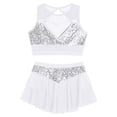 thumbnail image 5 of iiniim Girls 2 Piece Sequin Gym Ballet Lyrical Jazz Dance Outfit Sleeveless Crop Top with Layered Skirt White 10, 5 of 7