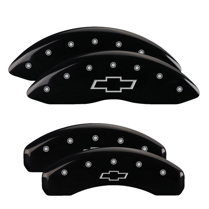 Engraved Front and Rear: With stripes//Charger 12162SCH1YL . Yellow powder coat finish MGP Caliper Covers Set of 4 caliper covers black characters