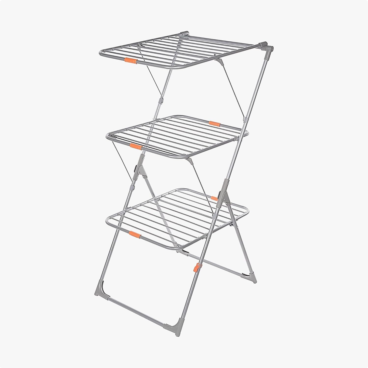 Collapsible Drying Rack - Vertical 3-Tier Dryer Rack for Hanging & Air Drying Clothes, Socks, Hosiery and Towels - Space-Saving Laundry Hanger Dryer Rack with Adjustable Shelves