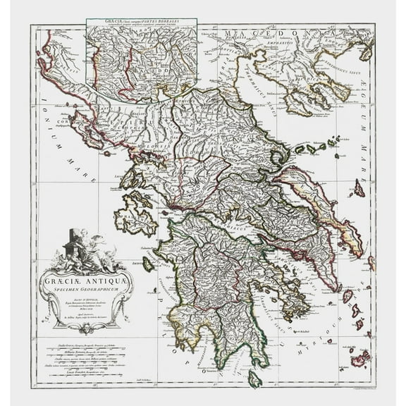 Historic Map - Ancient Greece - D'Anville 1799 - Vintage Wall Art