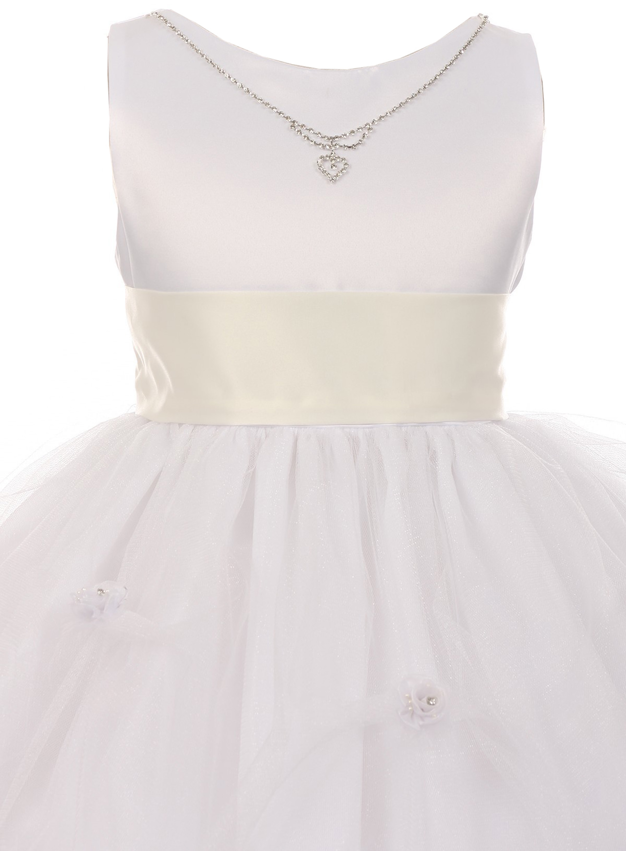 Big Girls' Sleeveless Crystal Necklace Tulle Pageant Communion Flower Girl Dress Red 12 (C01B16W) - image 3 of 3
