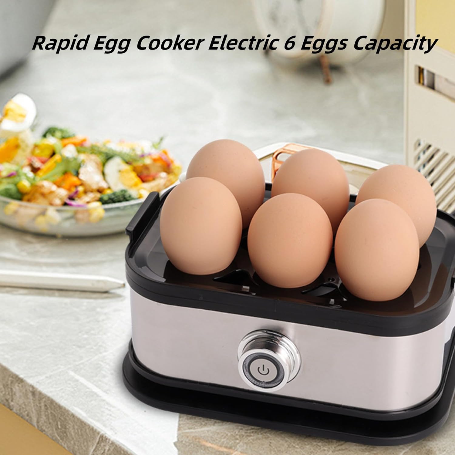 Smart Egg Cooker with Auto Shut-Off – 6 Egg Capacity Electric Egg Cooker, Rapid Hard/Medium/Soft Boiled Egg Steamer, Multi-Function for Poached, Scrambled Eggs & Vegetables
