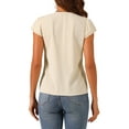 thumbnail image 3 of INSPIRE CHIC Women's Summer Office V-Neck Solid Color Casual Chiffon Ruffle Sleeve Blouse, 3 of 4