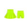 thumbnail image 2 of Runhomal Kids Girls High Waist Flared Ruffle Skirts with Shorts Latin Dance Ballroom Tango Cha Cha Practice Skirts Fluorescent Green 160, 2 of 7