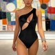 thumbnail image 2 of TaTaai Women's Shiny Patent Leather Cutout Fitted Bodysuit Fashion Short Sleeve Stylish Outfit for Nightclub Music Festival Beach Swimwear Gift, 2 of 5